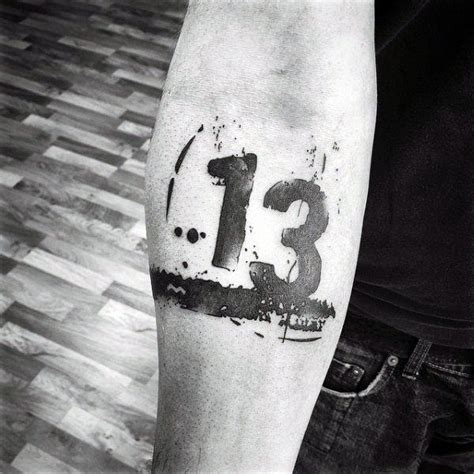 Number 13 Mens Abstract Inner Forearm Tattoo | Number tattoos, Tattoos ...