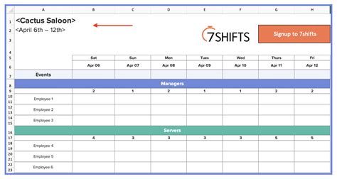 Excel Shift Schedule Template