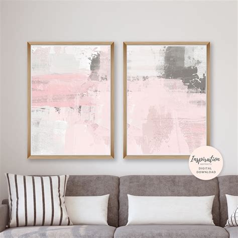 Pink Abstract Art Set of 2 Art Prints 50x70 Posters Nursery | Etsy