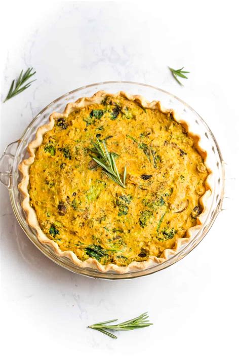 Vegan Quiche Recipe with Leeks, Mushrooms, & Broccoli