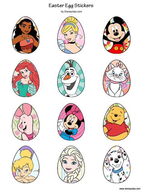 Printable Disney Easter Egg Stickers | Disneyclips.com