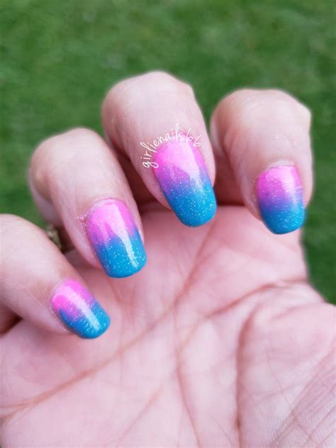 Pink and blue gradient nails | Gradient nails, Nail designs, Nail art