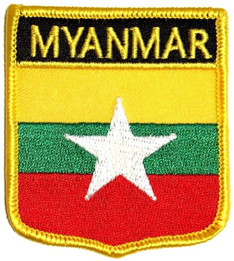 High Quality Low Price Shield Myanmar Burma Flag Embroidered Cloth Sew ...