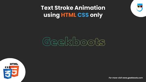 How to create Text Stroke Animation using HTML CSS only | Geekboots ...