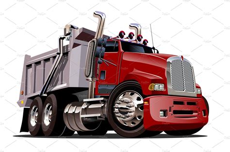 Vector Cartoon Dump Truck | Custom-Designed Illustrations ~ Creative Market