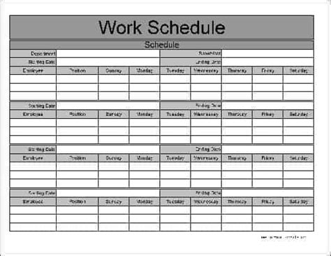 Works Schedule Template - SampleTemplatess - SampleTemplatess