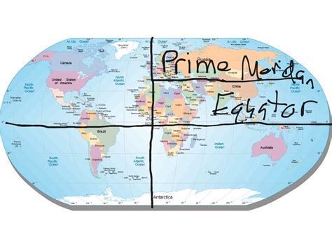 World Map With Equator And Prime Meridian