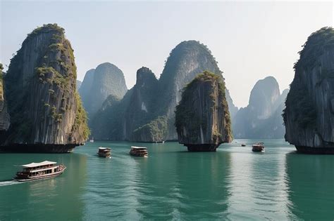 Premium Photo | Ha long bay unique limestone rock islands and karst ...