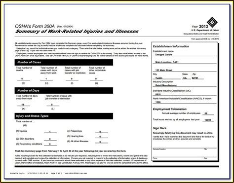 Free Fillable Osha 300 Form - Printable Forms Free Online