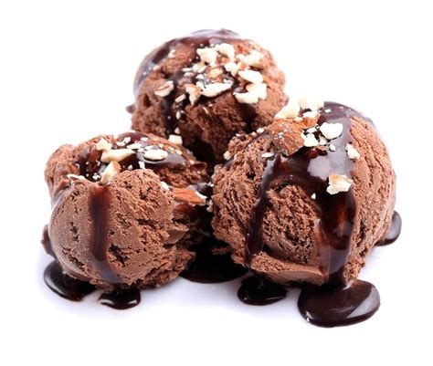 Premium Photo | Chocolate ice cream with chocolate topping isolated