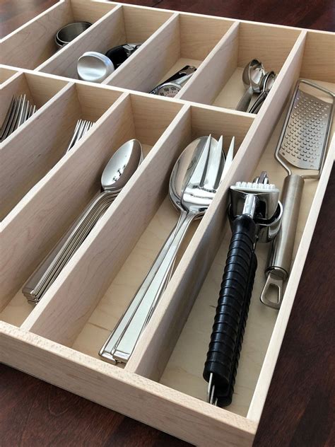 Custom Silverware Drawer Organizer Maple | Etsy | Silverware drawer ...