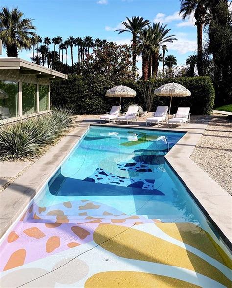 Palm Springs pool with a twist, #paintedcementpool, #palmspringspool, # ...