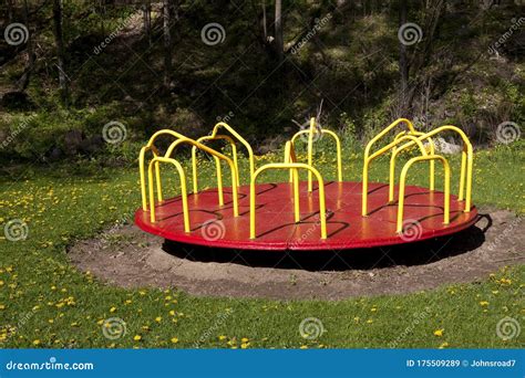 Merry Go Round Playground Equipment Stock Image - Image of outside ...