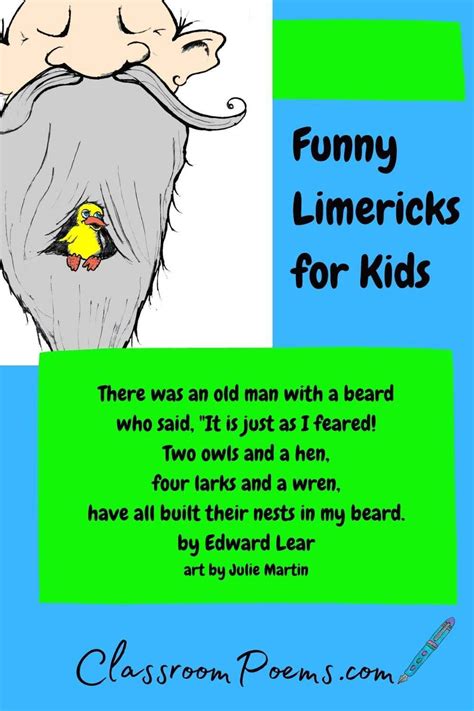 Funny Limericks | Teaching poetry, Poetry for kids, Limerick for kids