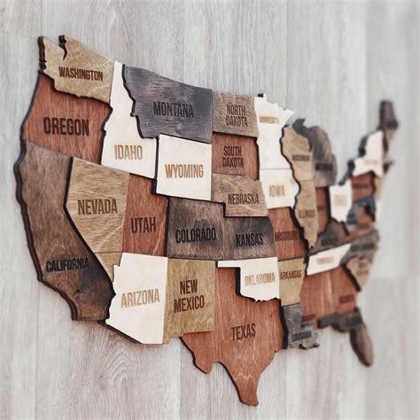 Wood Map Of The Usa Map Wall Art Wood Usa Map Usa Map Wall Decor Map ...