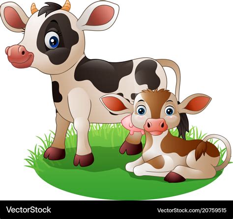 Cartoon cow with newborn calf Royalty Free Vector Image