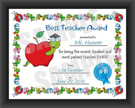 FLASH SALE Certificate Best Teacher Kids Certificate PDF