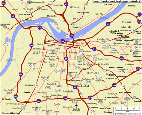 Map of Louisville Jefferson Kentucky - TravelsMaps.Com