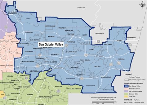 San Gabriel Valley California Map - Cities And Towns Map