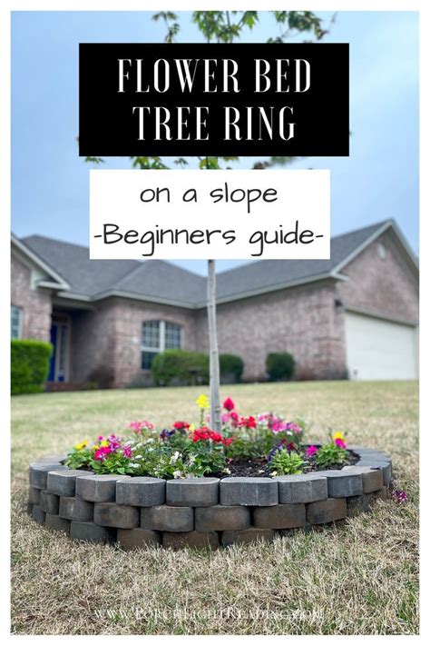 DIY Tree Ring Flower Bed on a Slope for Front Yards