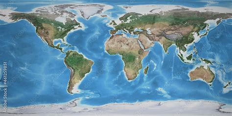 Physical map of the World, with high resolution details and land ...