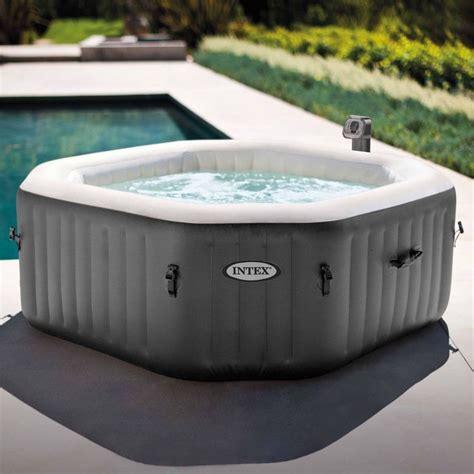 Intex 120 Bubble Jets 4-Person Round Portable Inflatable Hot Tub Spa ...