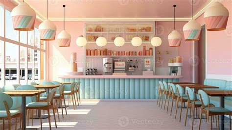 An image featuring a charming ice cream parlor or shop with a pastel ...