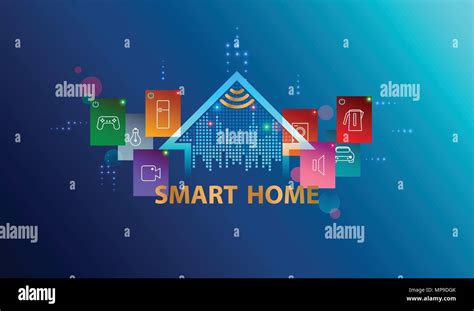 Smart home system. Internet of things concept. Header or banner with ...