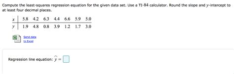 Solved Compute the least-squares regression equation for the | Chegg.com