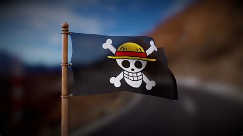 One Piece - Straw Hat Pirate Flag - Jolly Roger - Buy Royalty Free 3D ...