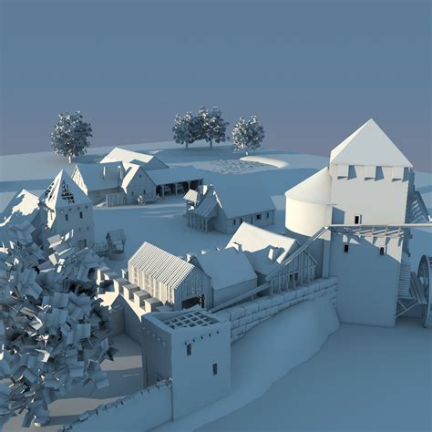 medieval village 3d model