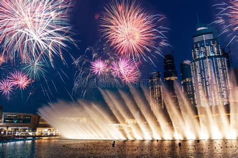 Dubai Mall Fountain Show at Night Stock Image - Image of mall ...