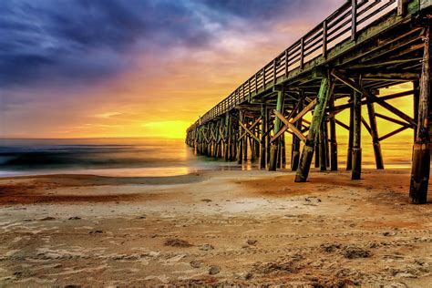 Flagler Beach Pier at Sunrise in HDR Photograph by Michael White - Pixels