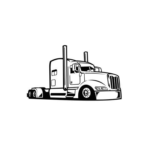 Premium Semi truck freight 18 wheeler sleeper vector silhouette ...