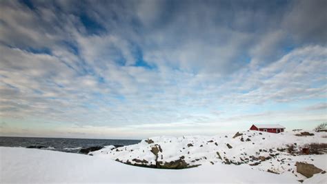 winter stockholm archipelago sweden red cottage Stock Footage Video ...