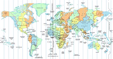 Map Of Time Zones Of The World - Misti Teodora