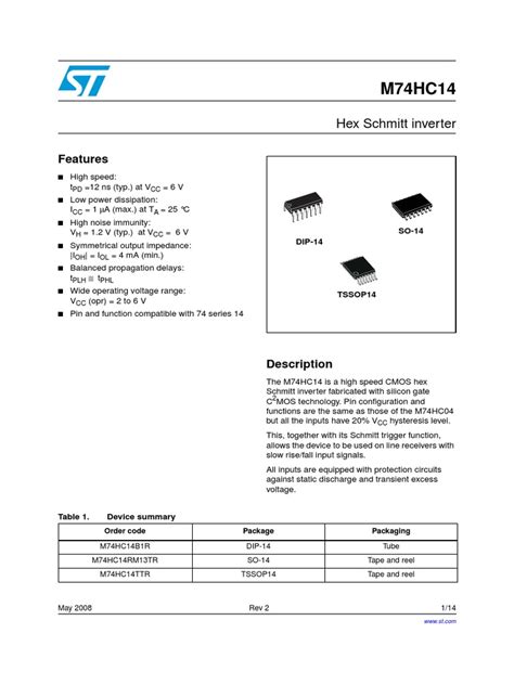 Features: Hex Schmitt Inverter | PDF | Logic Gate | Intellectual Property