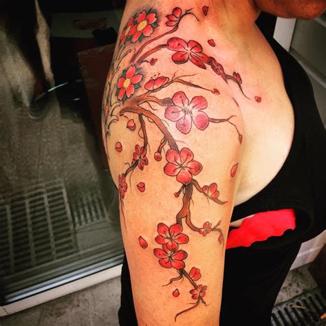 75+ Best Japanese Cherry Blossom Tattoo - Designs & Meanings 2019