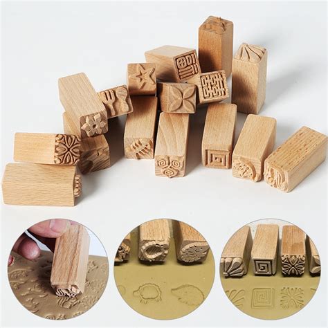 Hand-Carved-Wooden-Stamps-Wood-Seal-for-Printing-DIY-Clay-Pottery ...