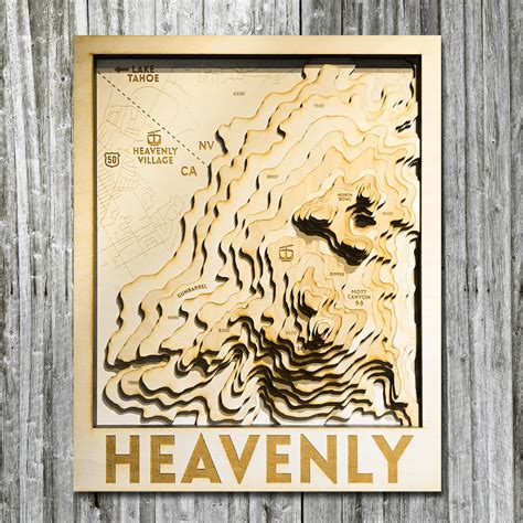 Heavenly Mountain Ski Resort Wood Map | 3D Topographic Wood Chart | On ...