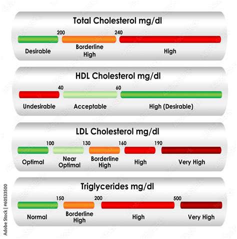 Cholesterol chart in mg/dl units of measure Stock-Illustration | Adobe ...