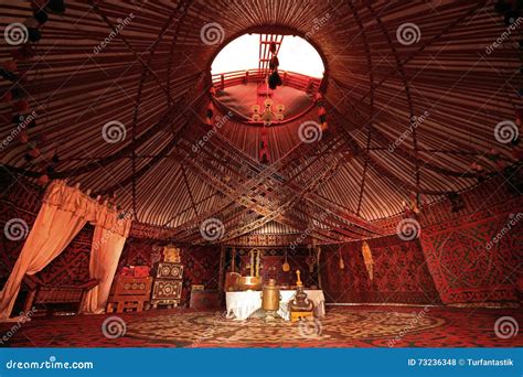 Interior Of Nomadic Tent Known As Yurt, Kazakhstan Editorial Image ...