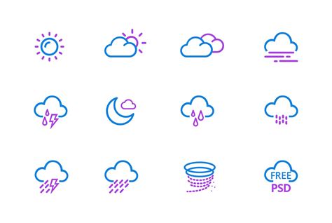 Free Weather App Icons (PSD)