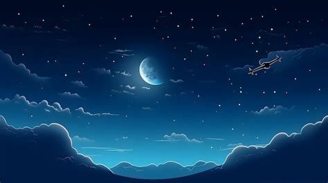 Premium Photo | A night sky with a moon and stars