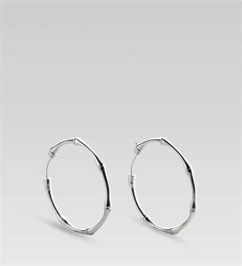 Gucci Silver Bamboo Hoop Earrings in Metallic - Lyst