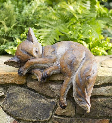 Sleeping Fox Sculpture in Garden Statues | Animal statues, Sculpture ...