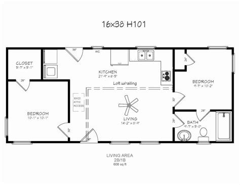 Two Bedroom 16X40 Cabin Floor Plans - floorplans.click