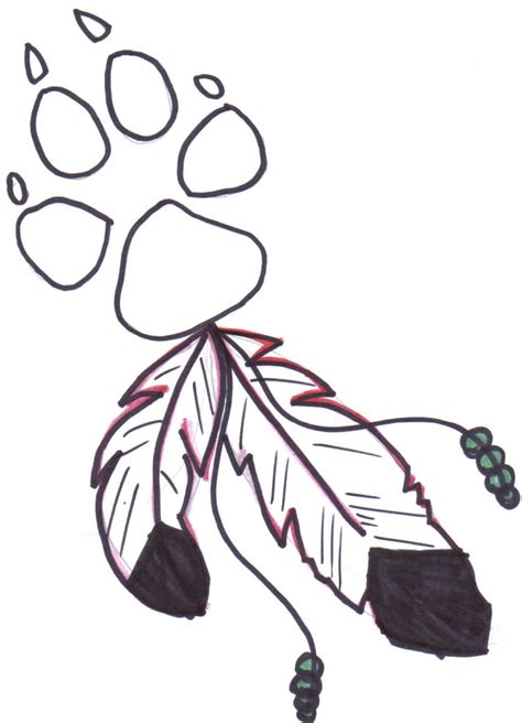 Tribal Wolf Paw Print Drawing - magicheft