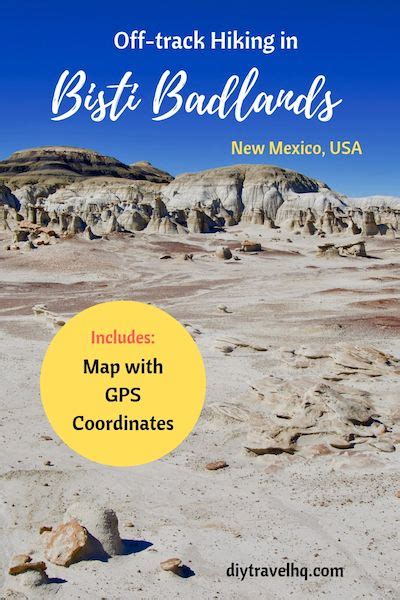 Bisti Badlands Hiking Map with GPS Coordinates - DIY Travel HQ | Hiking ...