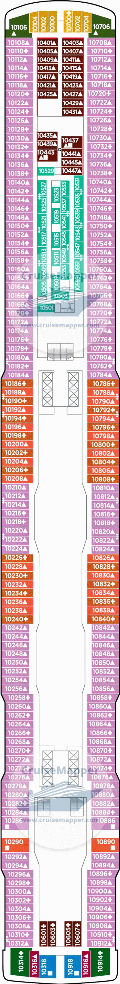 Norwegian Escape deck 10 plan | CruiseMapper